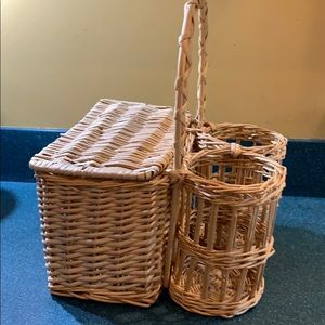Storage basket for outdoor dining